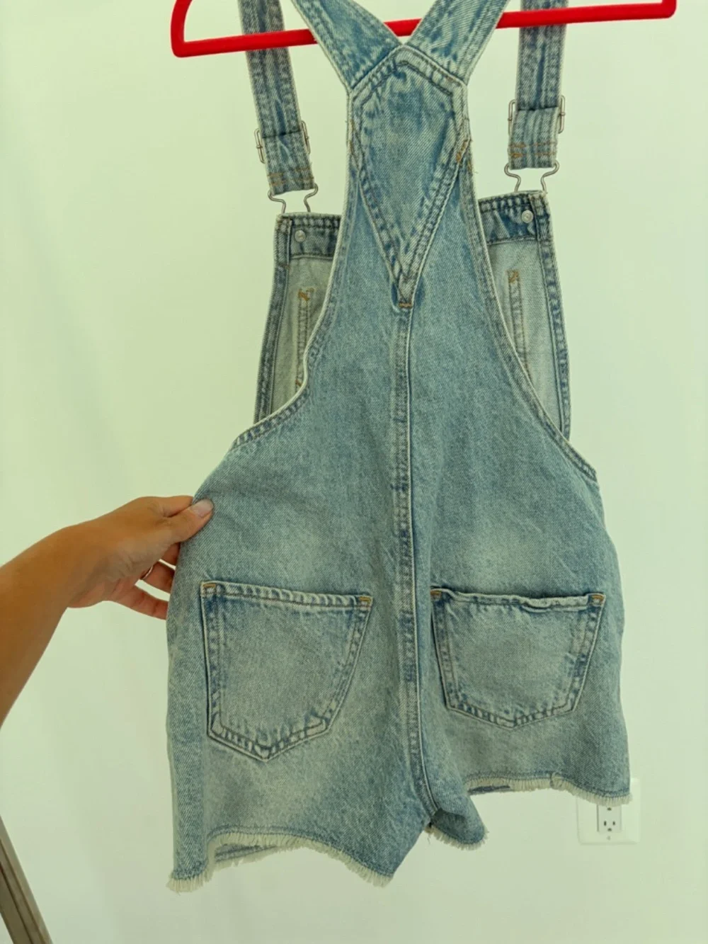 GAP Girls Denim Overall Shorts Distressed Light Wash Size M